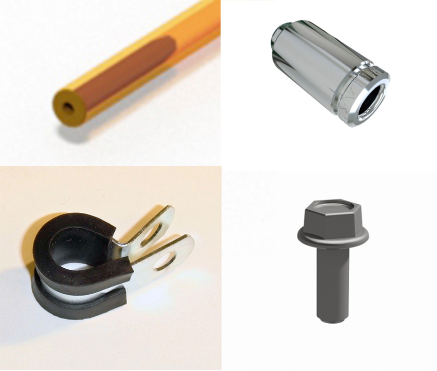 Endstopfen kompakt mit Schelle, Stützhülse und Schrauben